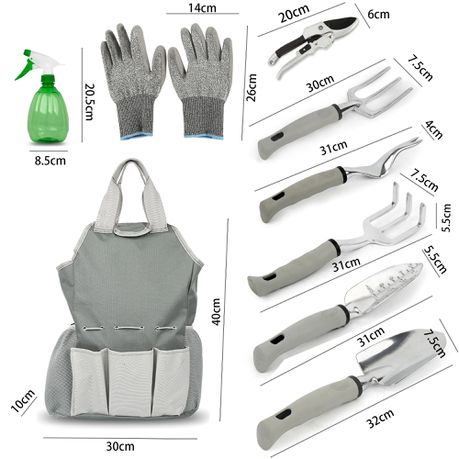 Heartdeco 9 Pieces Gardening Hand Tools Planting Kit Set with Storage Bag