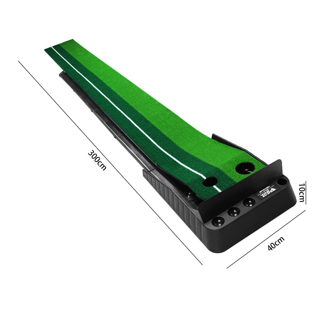 Golf Putting Training Auto Return Green Mat with 3 Training Balls
