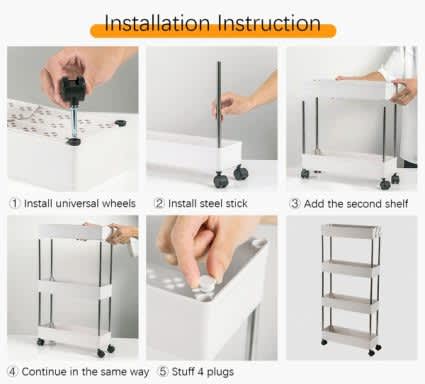4 Layer Storage Trolley Kitchen Bathroom Rack Tower Cart