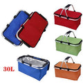 Folding Picnic Camping Shopping Basket Insulated Cooler Cool Hamper Zip Hand Bag Waterproof