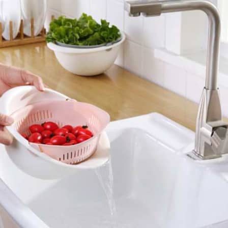 Kitchen Double Drain Basket Colander With Handle