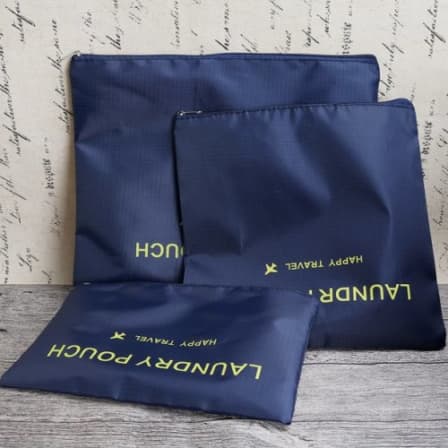 6pcs/Set Storage Bag with Laundry Pouches Portable Clothes Luggage Organizer Case - blue / grey