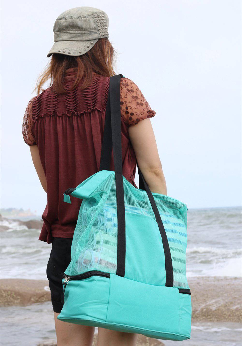 Mesh Beach Tote Bag - Pink