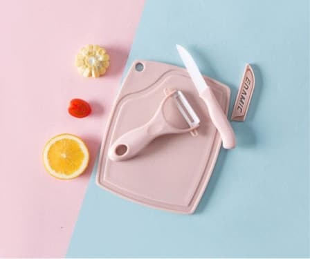 Ceramic Fruit Knives Kitchen Set - Pink