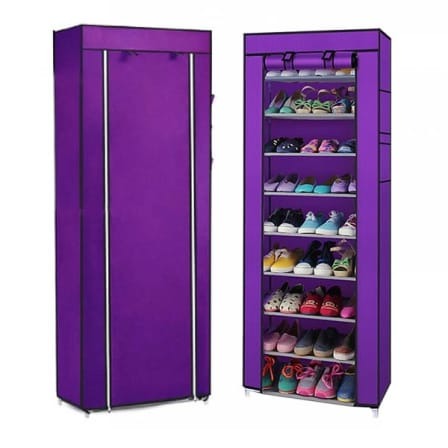 Portable Shoe Rack 9 Tier Organizer - Purple