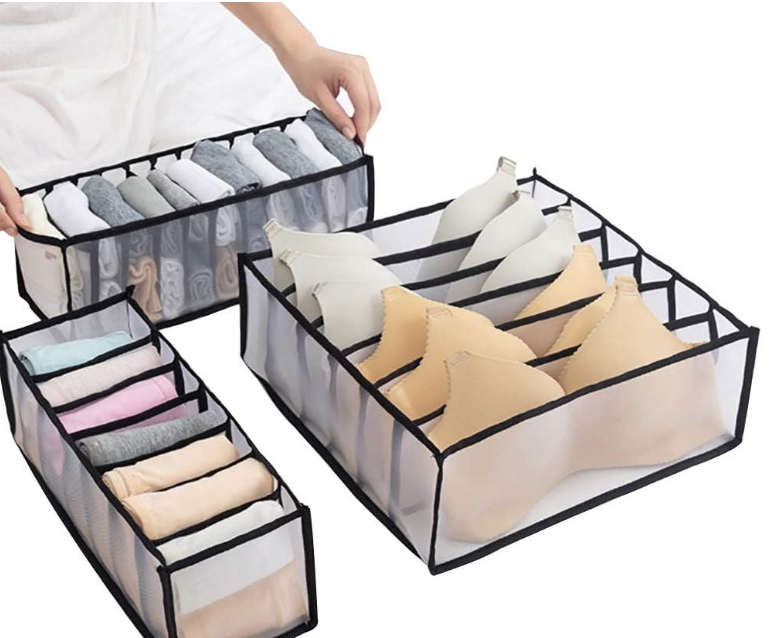 3 Piece Foldable-Underwear-Lingerie-Organizing Nylon Racks