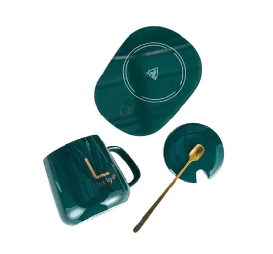 Electric Coffee Warmer Coaster and Mug Set - Green