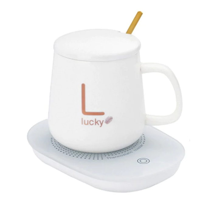Electric Coffee Warmer Coaster and Mug Set - White