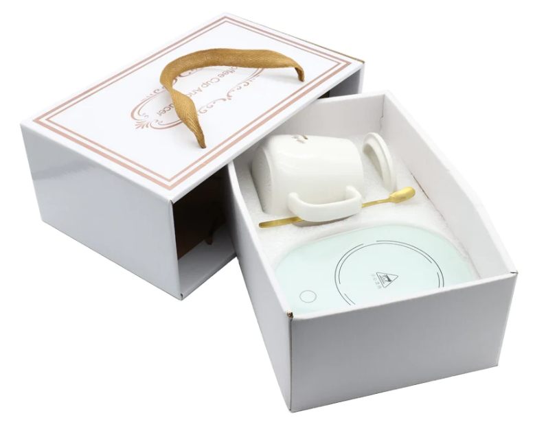 Electric Coffee Warmer Coaster and Mug Set - White