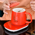 Electric Coffee Warmer Coaster and Mug Set - Red