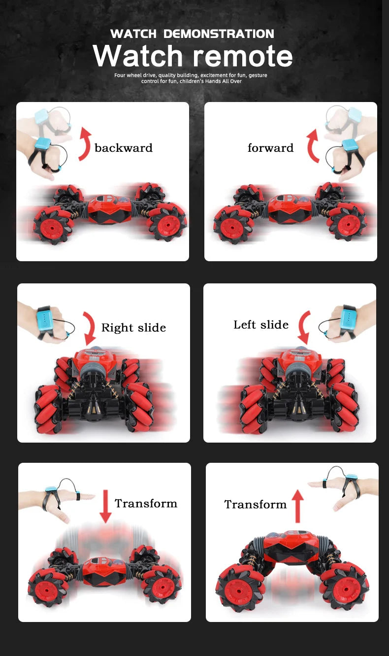 Remote Control Car 4WD Radio Control Stunt Car Toy - Red