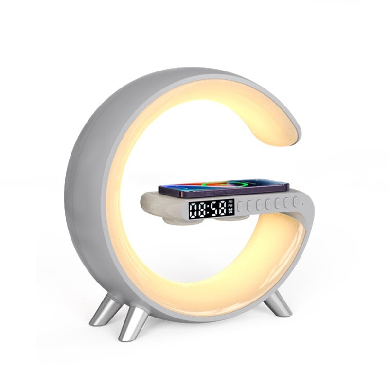 New Intelligent Bluetooth Speaker Projection Lamp Wireless Rechargeable Bedside Light - white