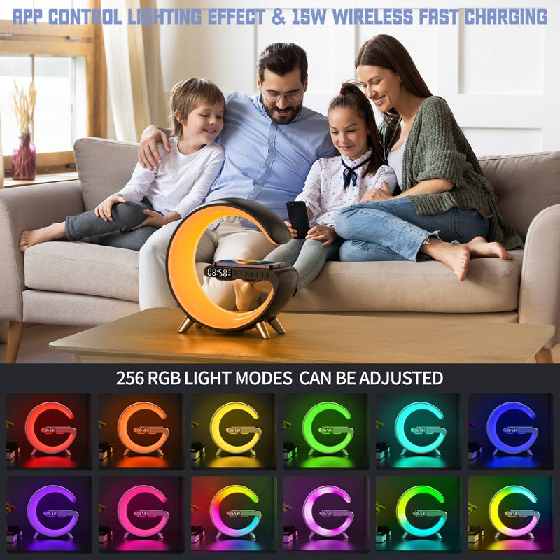 New Intelligent Bluetooth Speaker Projection Lamp Wireless Rechargeable Bedside Light - Black