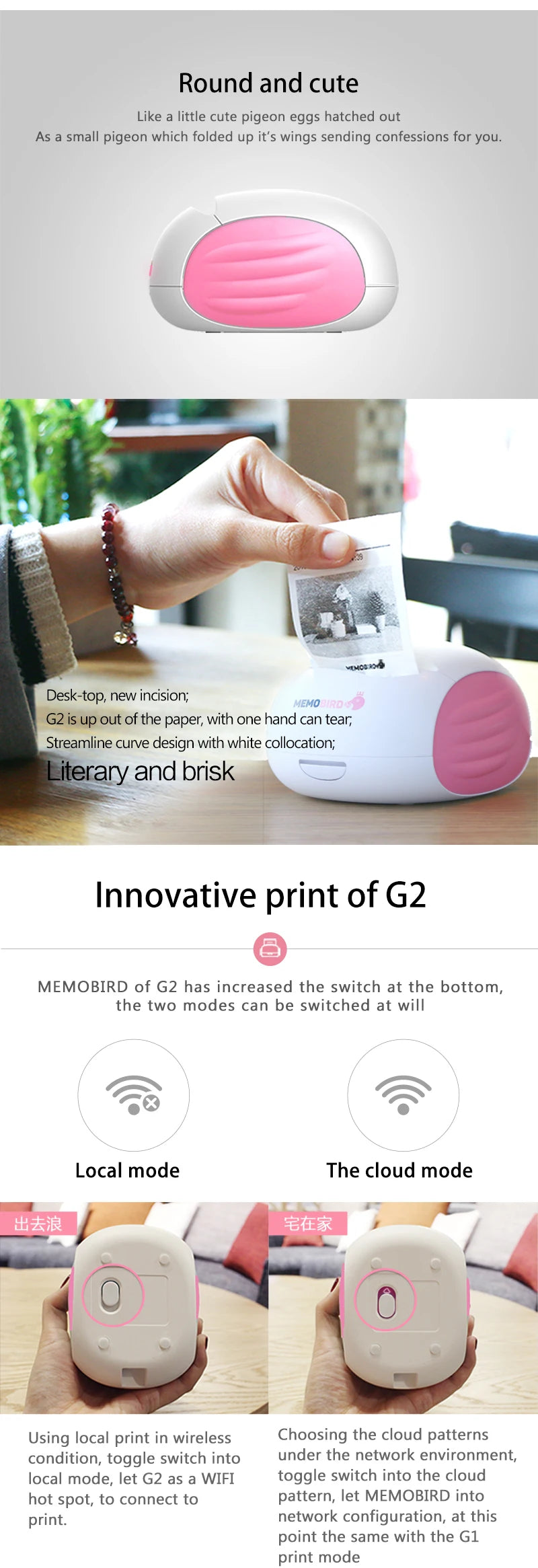 MEMOBIRD G2 Mini Printers Phone WIFI - Photo Thermal Printers