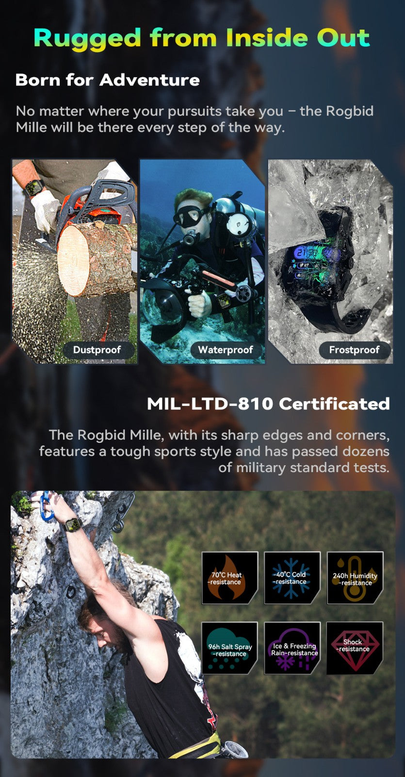 Rugged sports smart watch 1.91 inch 520mAH multi-scene sports mode - Gold