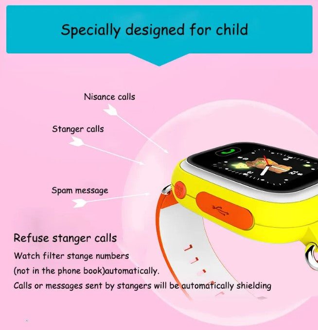 Q90 Smart Watch for Kids with SOS Alarm - Orange