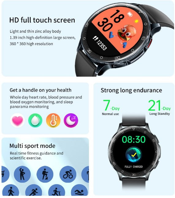 New Smartwatch D9 1.39 HD Large Screen - White