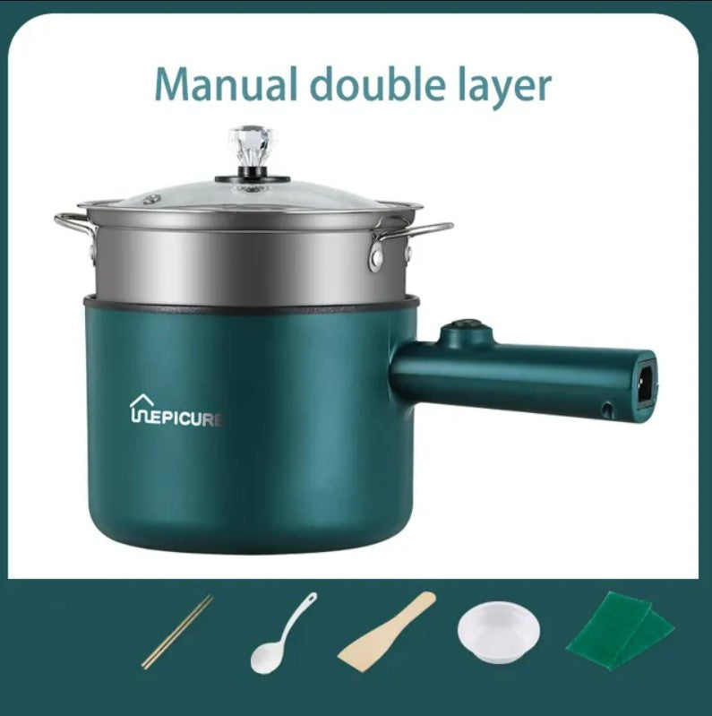 Multi Function Non-Stick  Electric Hot Pot 1.8L Large Capacity - Green Double Manual
