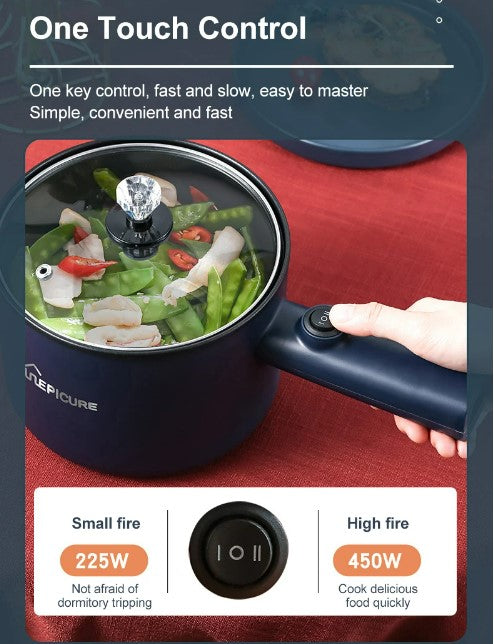 Multi Function Non-Stick  Electric Hot Pot 1.8L Large Capacity - Blue Single Manual