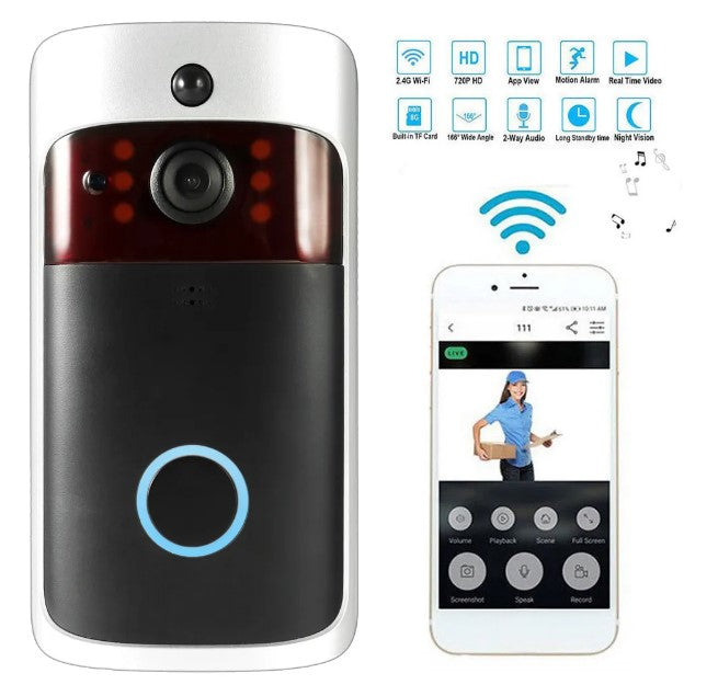 Smart Wireless WiFi Security DoorBell Remote Home Monitoring - Grey