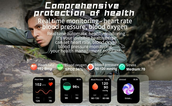KR80 Bluetooth HD Heal Monitoring Smart Watch - Vinyl