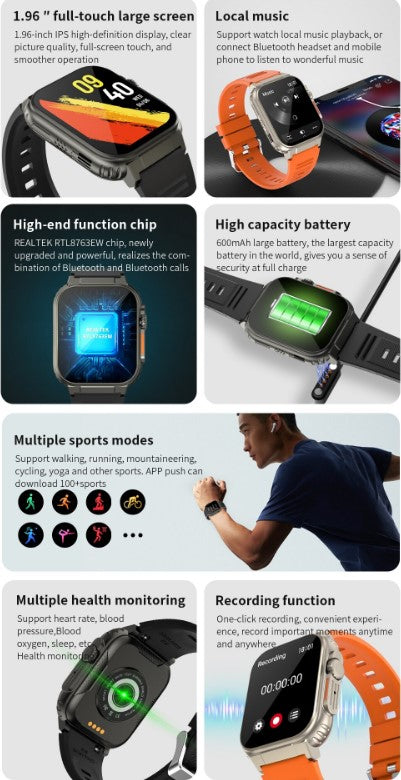 A70 Smart Watch  for Men/Women - Black