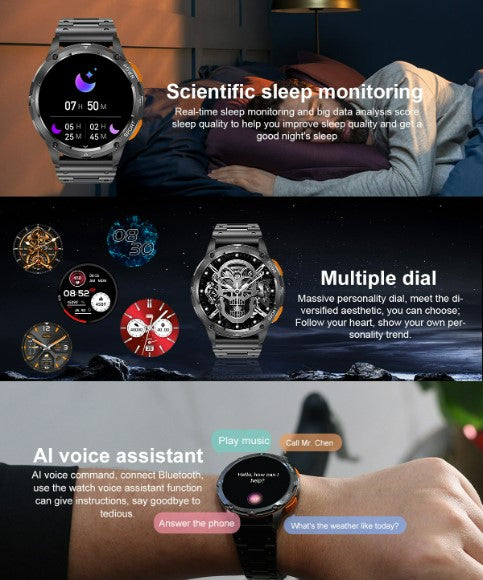 AK59 Smart Watch HD AMLOED Screen w/ health monitoring - Vinyl Strap