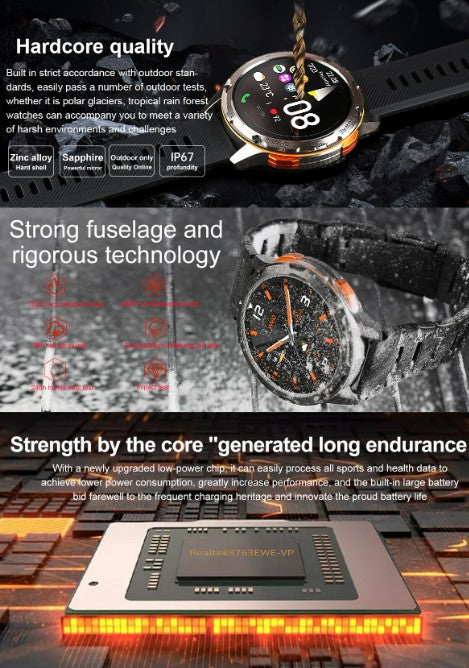 AK59 Smart Watch HD AMLOED Screen w/ health monitoring - Vinyl Strap