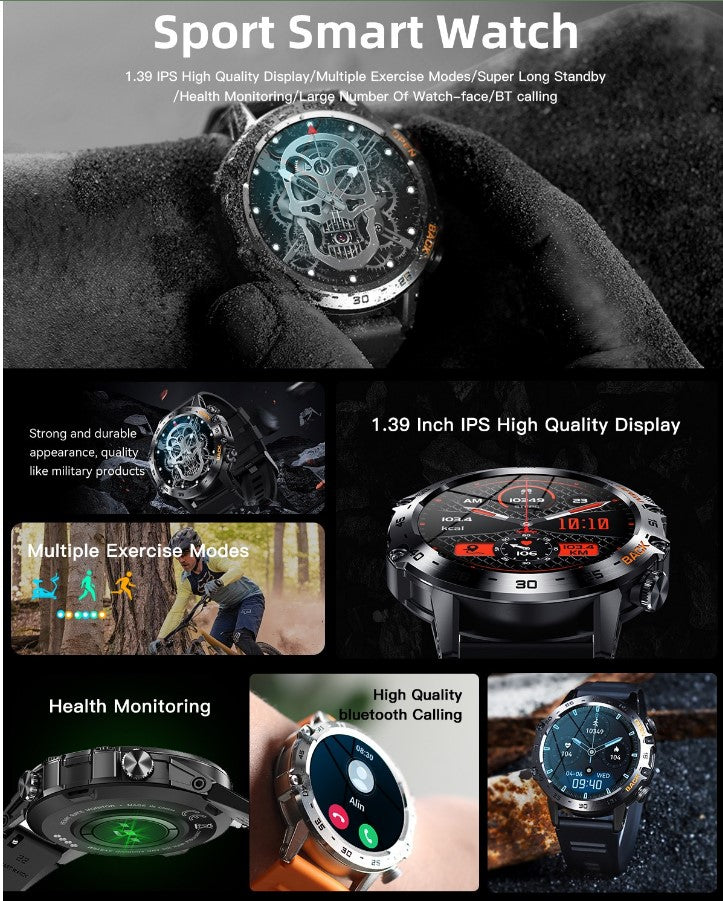 K52 Bluetooth Call Smart Watch - Black