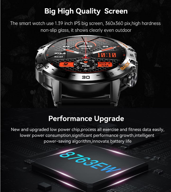 K52 Bluetooth Call Smart Watch - Black