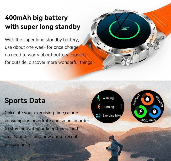 K52 Bluetooth Call Smart Watch - Black