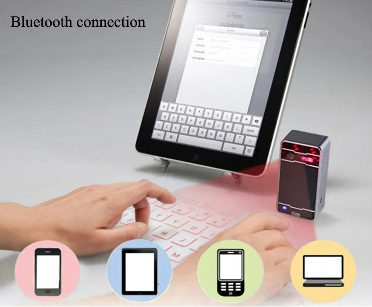 Bluetooth Virtual Keyboard Portable for Smartphone/PC/Tab/Ipad - Black