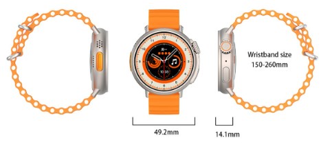 MT30 Smart Watch Ultra Long Range Waterproof - Silver-Brown Skin