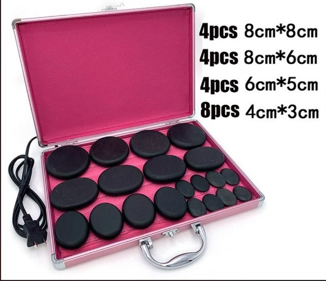 Portable Bianstone Hot Stones Massage Set with Heater Kit - 20 pcs