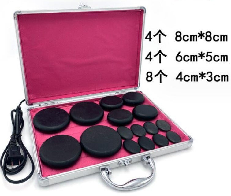 Portable Bianstone Hot Stones Massage Set with Heater Kit - 16 pcs