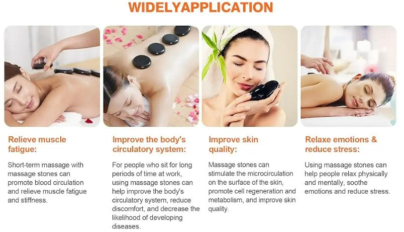 Portable Bianstone Hot Stones Massage Set with Heater Kit - 16 pcs
