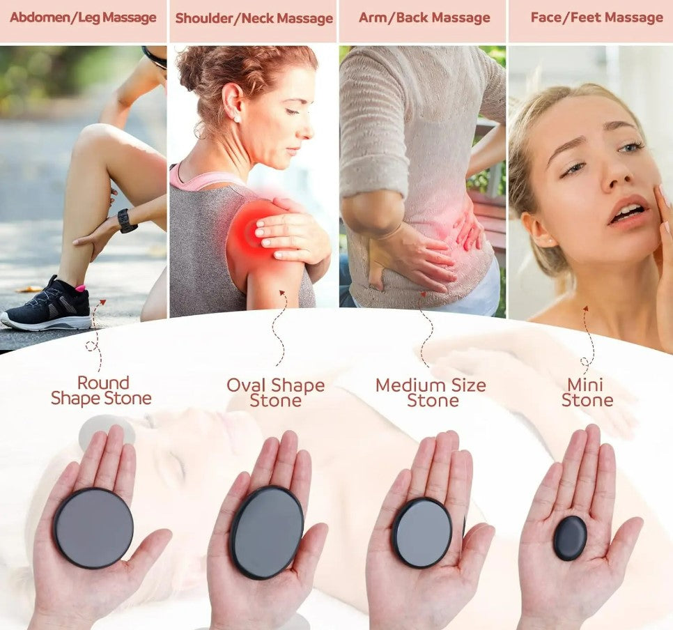 Portable Bianstone Hot Stones Massage Set with Heater Kit - 16 pcs
