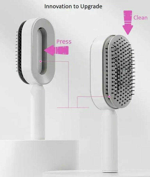 Press Type Cleaning Design Air Cushion Bag Massage Comb with base - White