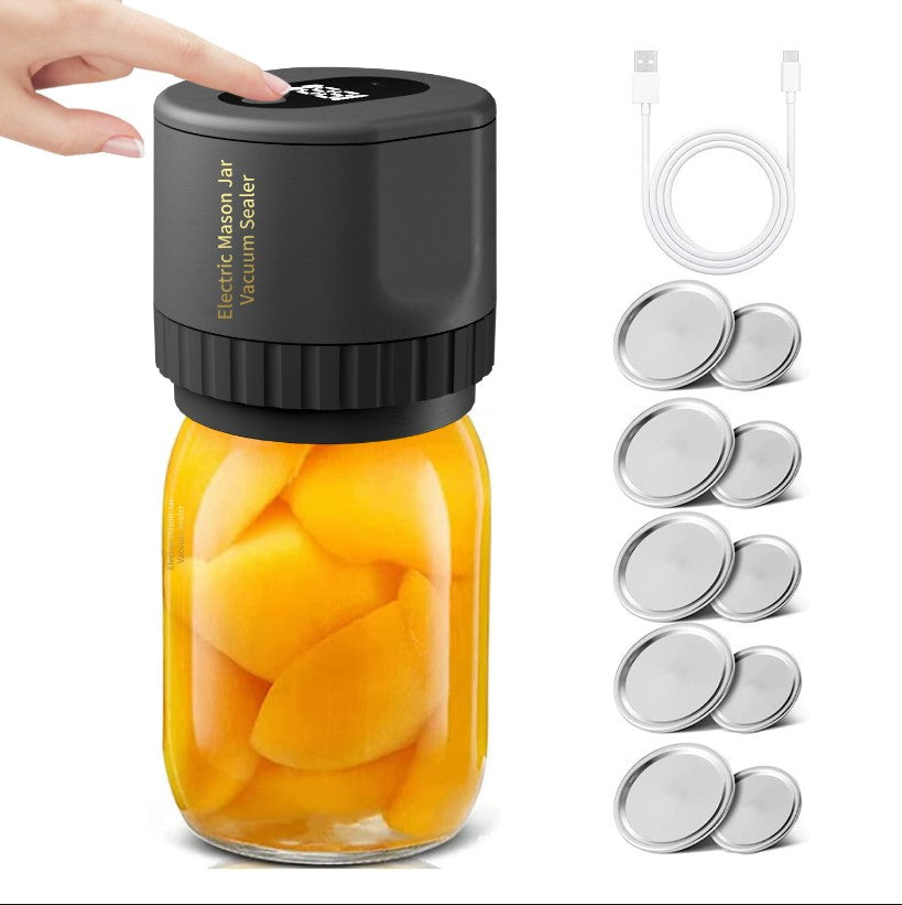 Automatic Electric Mason Jar Vacuum Sealer Kit - Black