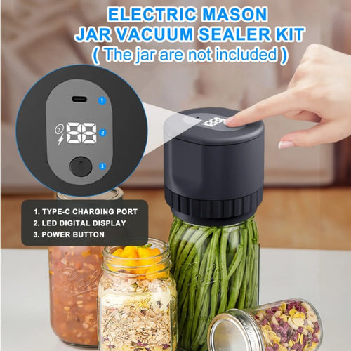 Automatic Electric Mason Jar Vacuum Sealer Kit - Black