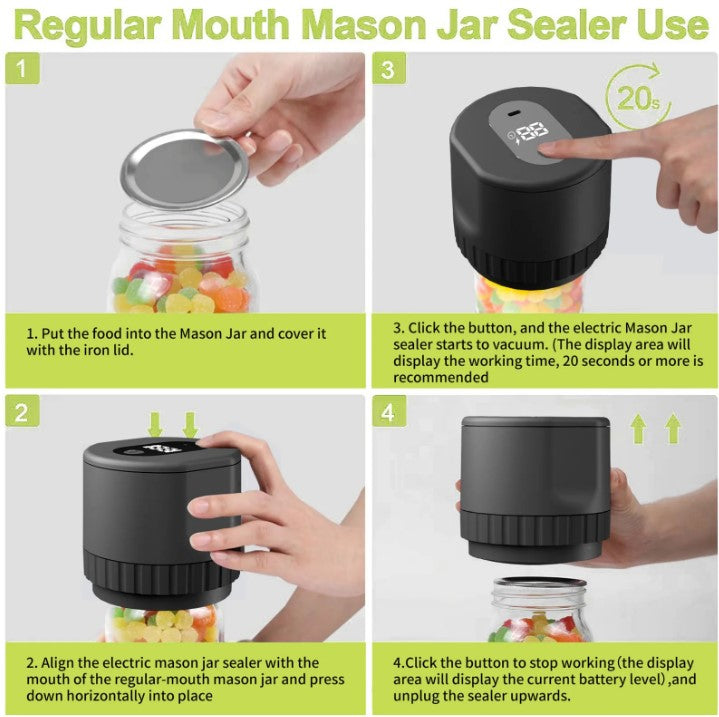 Automatic Electric Mason Jar Vacuum Sealer Kit - White