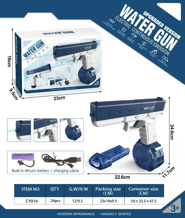 Fully Automatic Continuous Electric Water Gun Glock - Blue