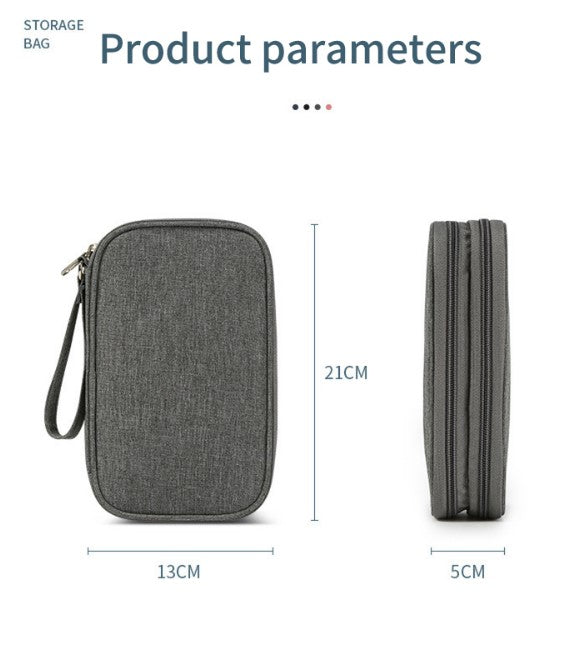 Multifunctional Portable Travel Data Cable Storage Bag - Pink