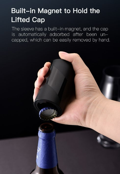 Push Type Mini Beer Bottle Opener Black