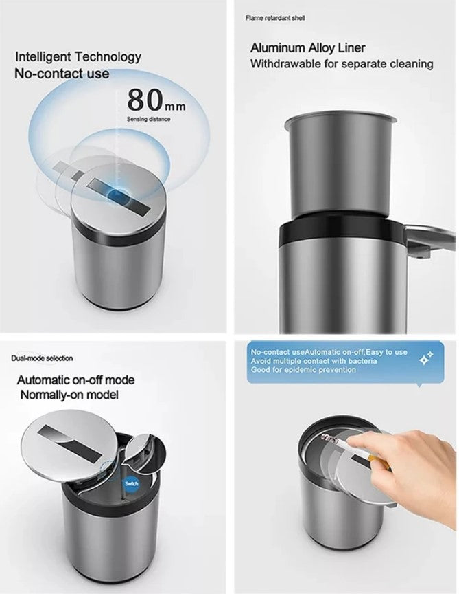 Automatic Ashtray opening and closing switch infrared induction ashtray - Silver