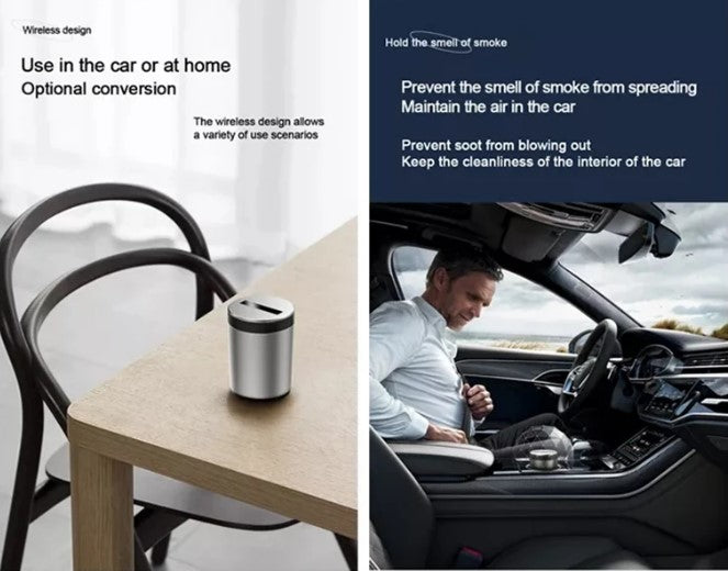 Automatic Ashtray opening and closing switch infrared induction ashtray - Silver