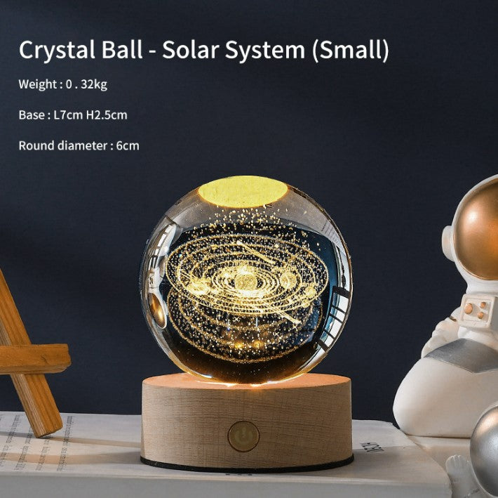 Luminous Crystal Ball Galaxy Night Light Decoration 3D Laser Carved - Solar System