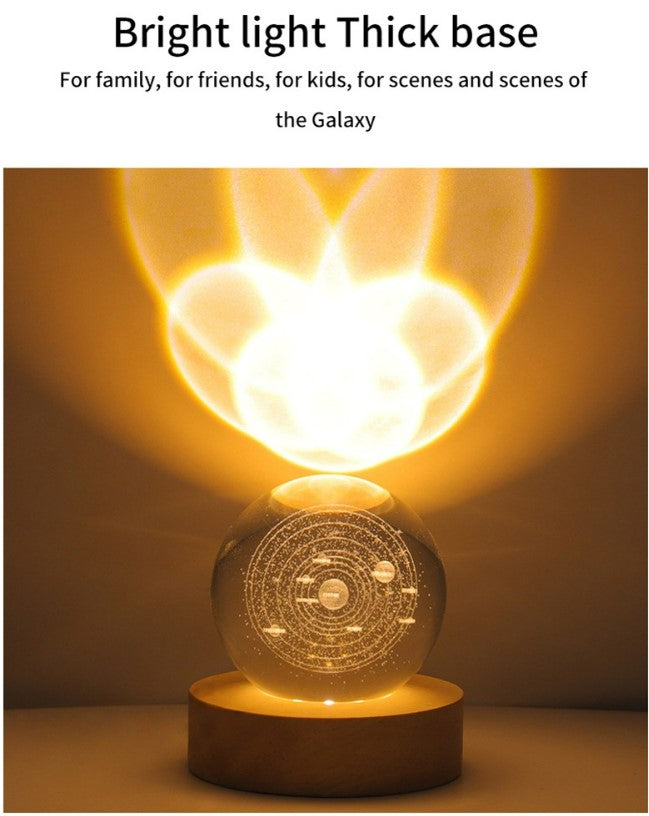 Luminous Crystal Ball Galaxy Night Light Decoration 3D Laser Carved - Solar System