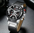 CURREN Casual Sport Watches Chronograph Wristwatch for Men - Silver Black