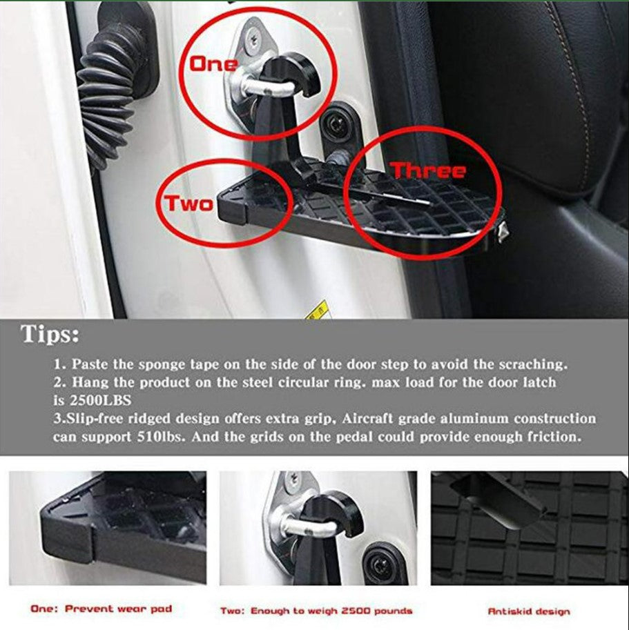 2 in 1 Foldable Car Vehicle Folding Stepping Ladder Foot Pegs